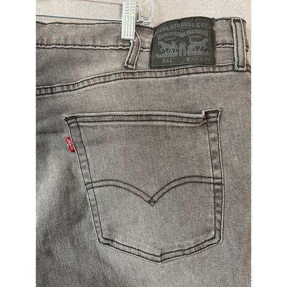 Levis Jeans Mens 42x30 Gray 541 Athletic Taper Stretch Denim Casual Pants - Picture 7 of 10